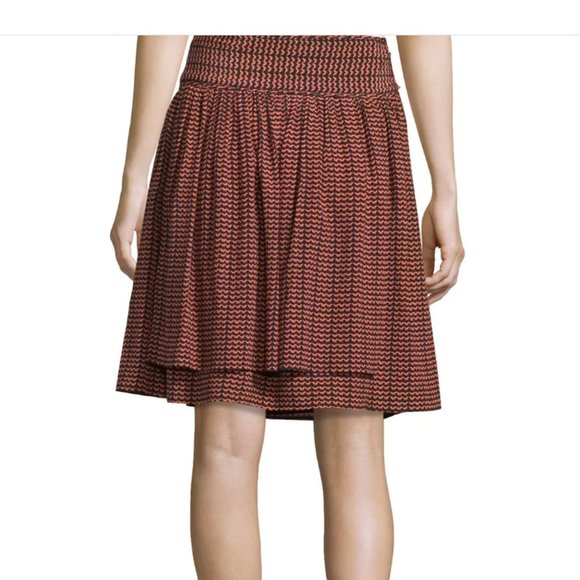 Apiece Apart Baja Tie Skirt – Navy & Burnt Orange – Silk – Size 4 - Picture 2 of 7